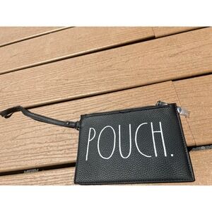 Rae Dunn Makeup Bag Zippered Pouch Tassel Black Spell Out Wristlet Cosmetic NWOT